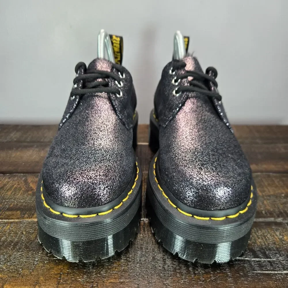 NEW Dr Martens 1461 Quad FL Womens Size 6 Oxford Shoes Glitter Fur Metallic